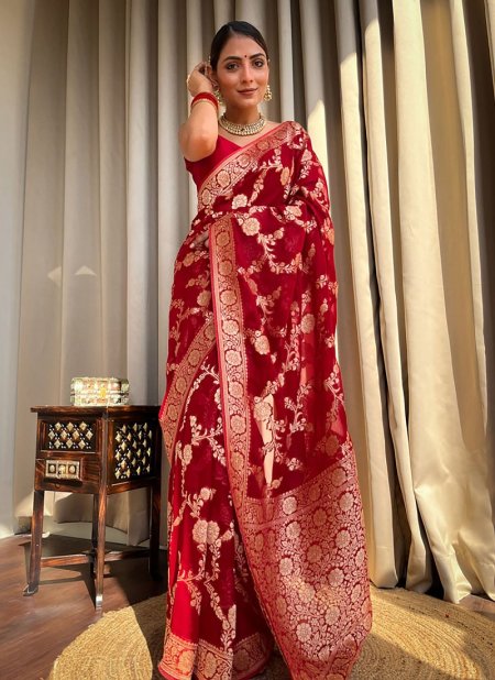 KT 119 Banarasi Soft Silk Jacquard Saree